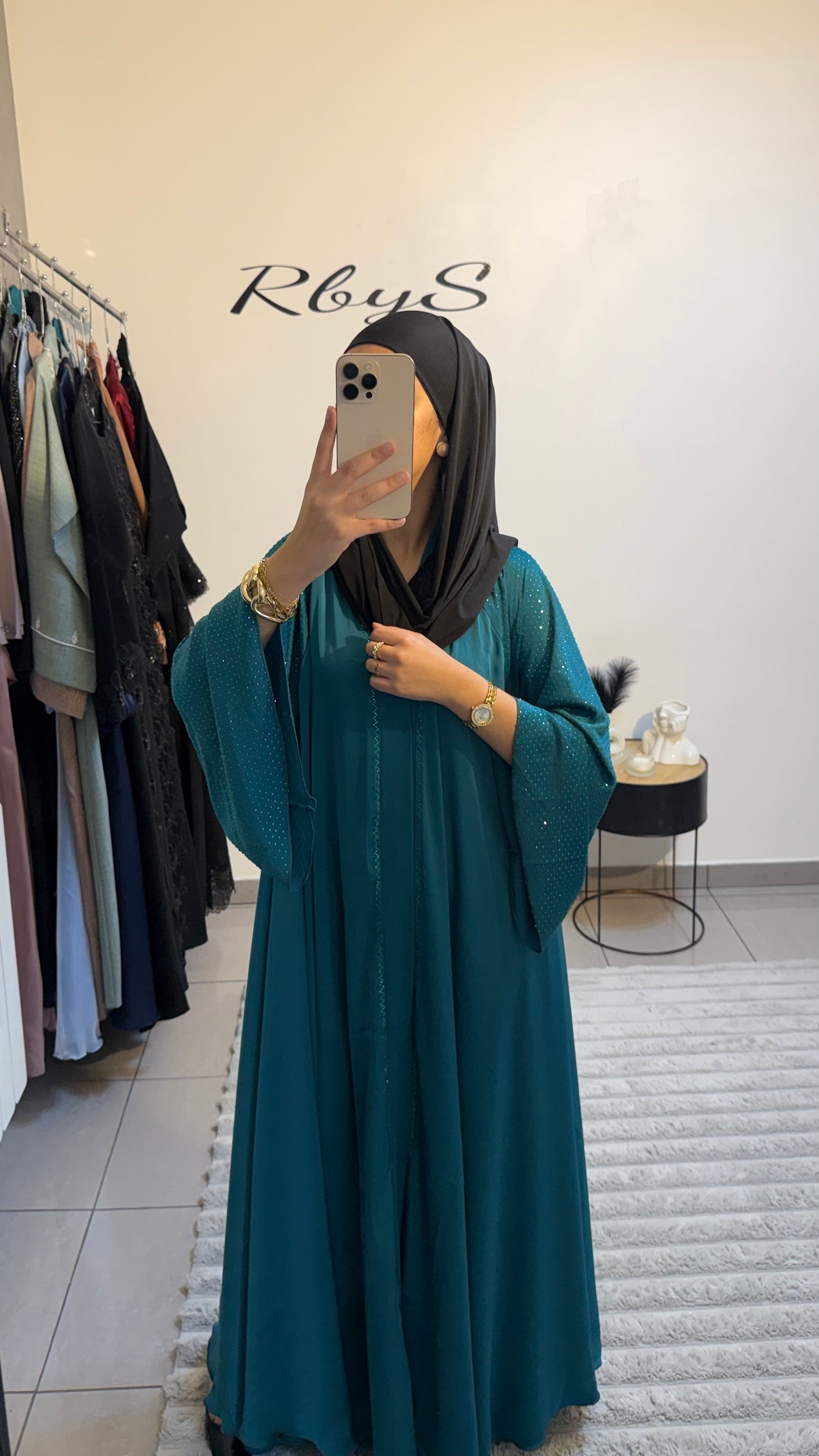 Abaya Layali  Bleu Canard