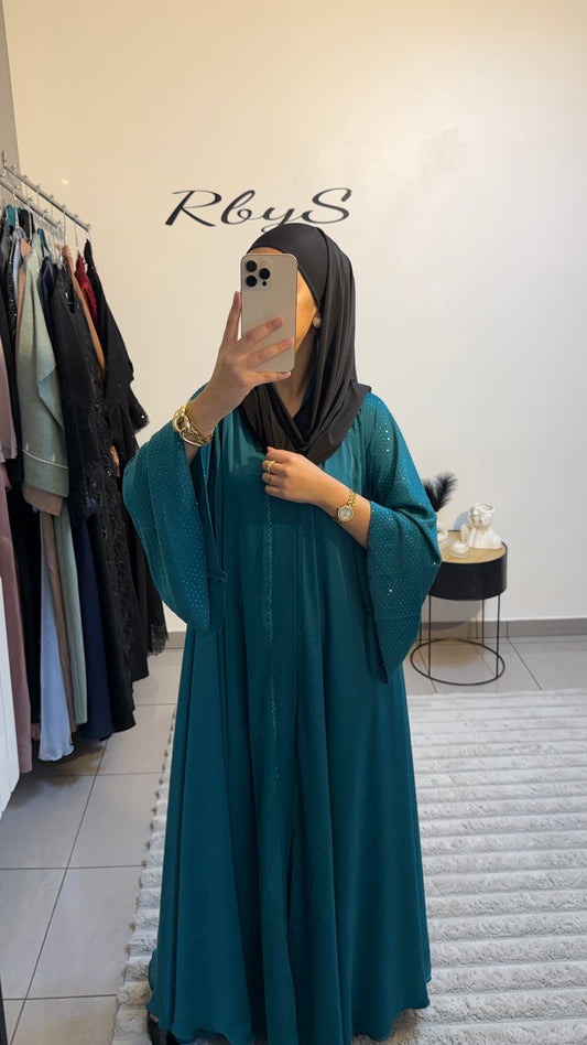 Abaya Layali  Bleu Canard