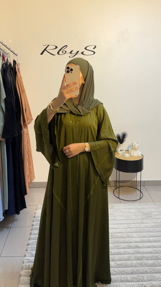 Abaya Saphir Vert Kaki